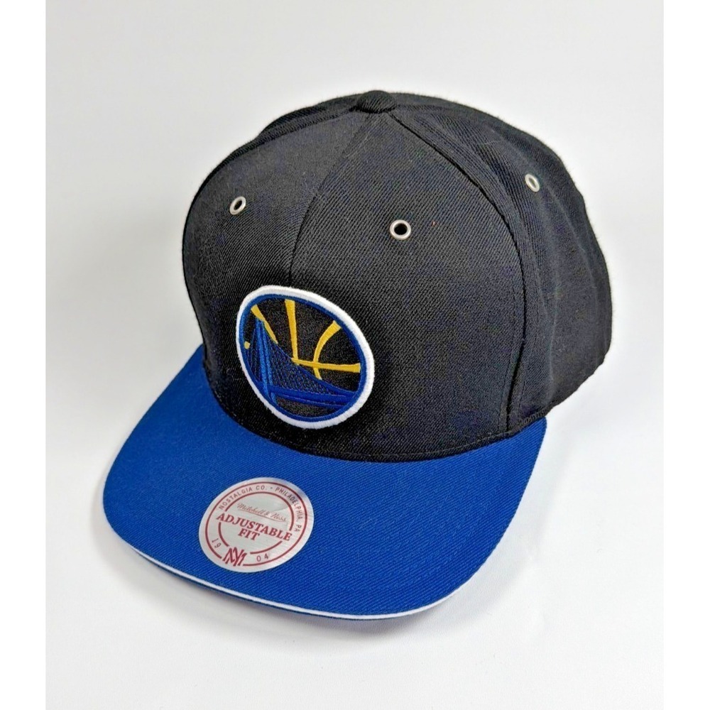 Mitchell & Ness Golden State Warriors Suede Snapback Hat Cap Black Blue NBA OSFA